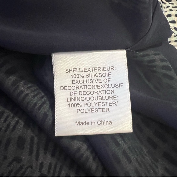 Tor Burch navy blue and White Patterned silk dress Dress 14 sleeveless - Picture 13 of 14